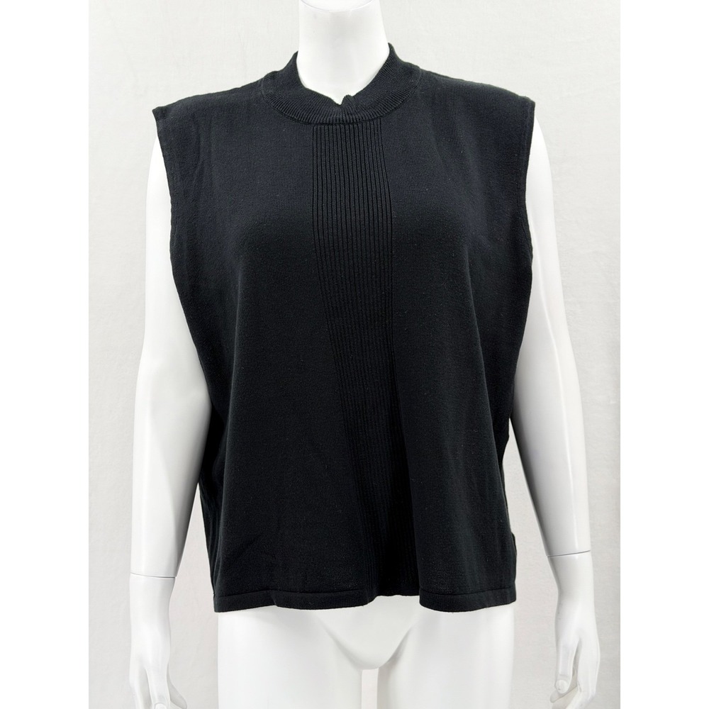 Southern Lady Sweater Womens 2X Black‎ Ribbed Mock Neck Knit Sleeveless Mature